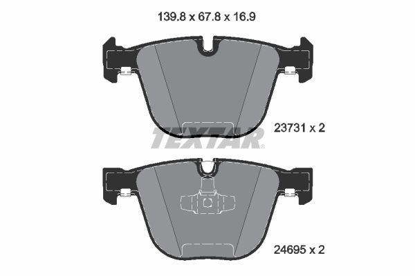 Textar Brake Pad Set Rear 139.7mm x 67.8mm x 16.9mm 2373101