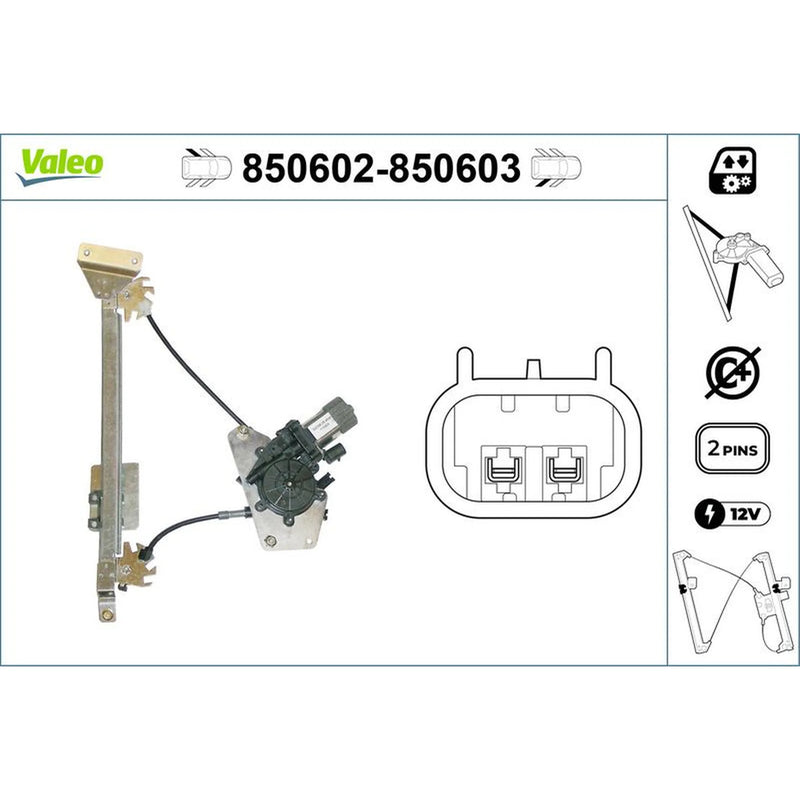 Valeo Electric Window Regulator Lifter Right Rear 850603