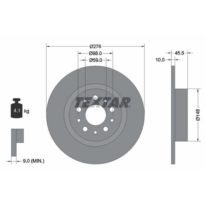 Textar 2 x Rear Brake Discs 92114703-x2