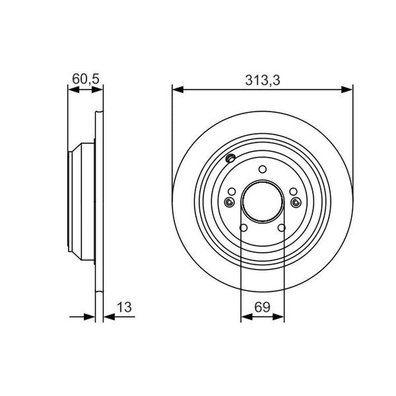Bosch 2 x Solid Rear Brake Discs 0986479C27-x2