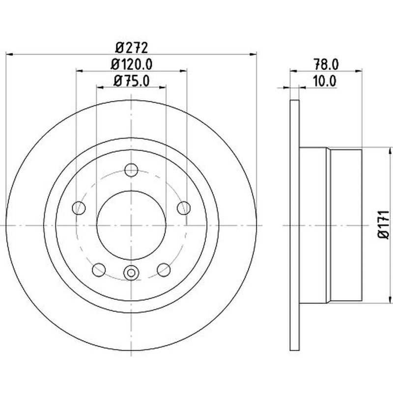 DON 2 x Solid Rear Brake Discs PCD13852