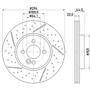 Mintex 2 x Perforated Front Brake Discs MDC2235-x2