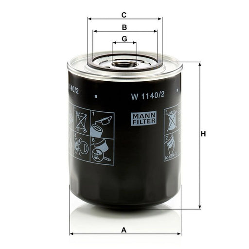 MANN-FILTER Engine Oil Filter W 1140/2