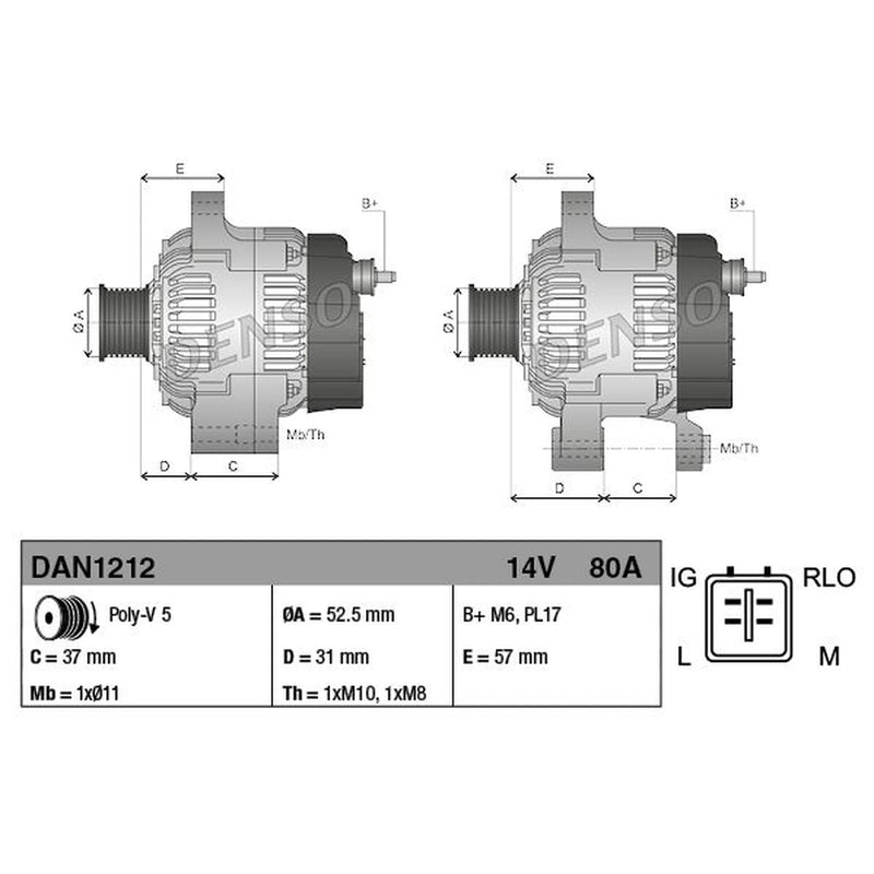 Denso Car Alternator 12V DAN1212