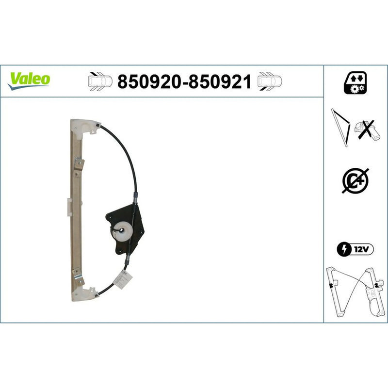 Valeo Electric Window Regulator Lifter Right Rear 850921