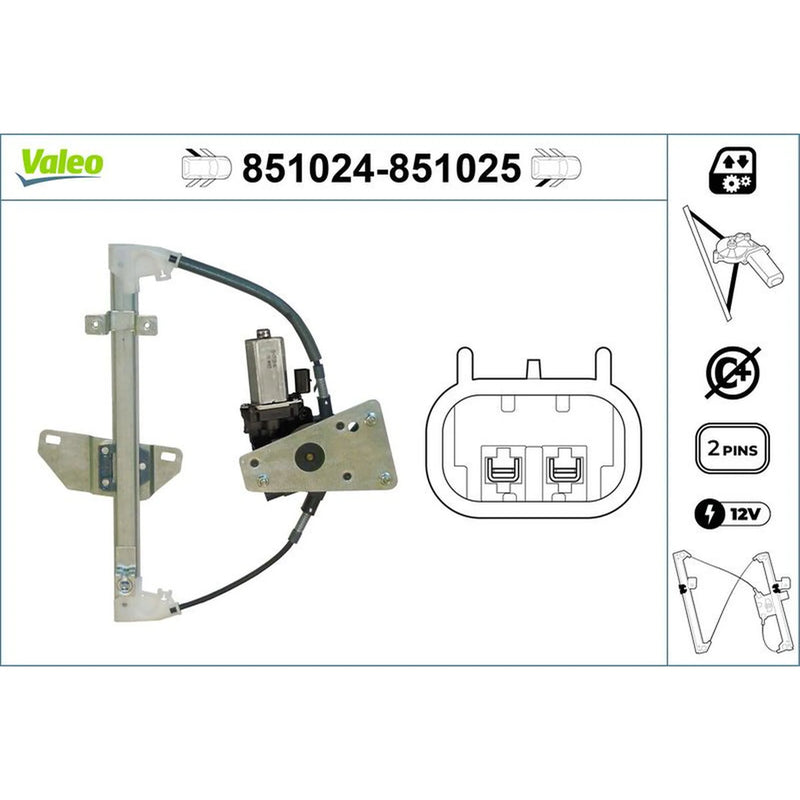 Valeo Electric Window Regulator Lifter Left Rear 851024