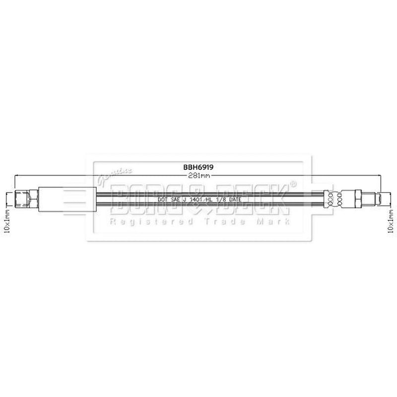 Borg & Beck Brake Hydraulic Hose Line Rear Right BBH6919