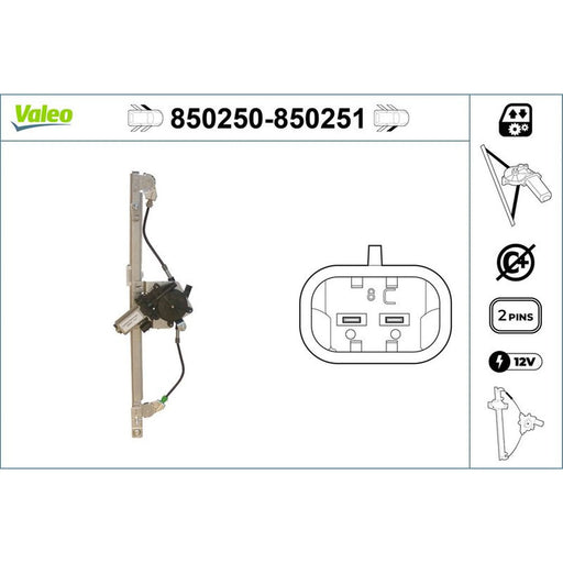 Valeo Electric Window Regulator Lifter Right Front 850251