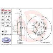 Brembo 2 x Vented Front Brake Discs 09.C514.11-x2