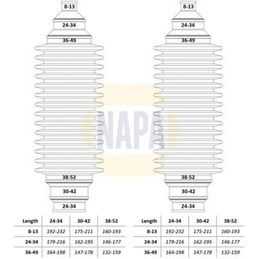 NAPA Steering Bellow Kit Front NCB3008