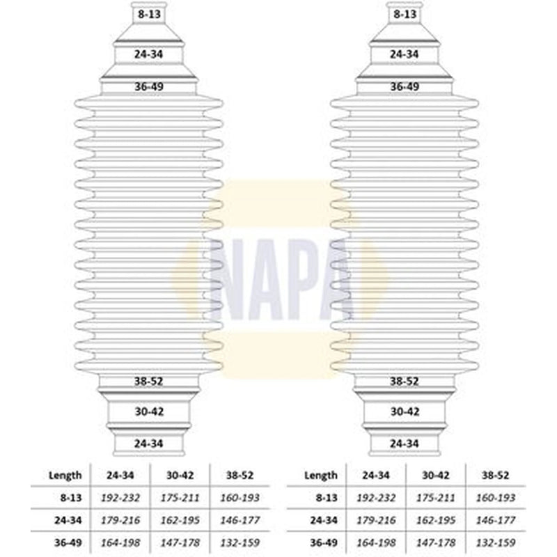 NAPA Steering Bellow Kit Front NCB3008
