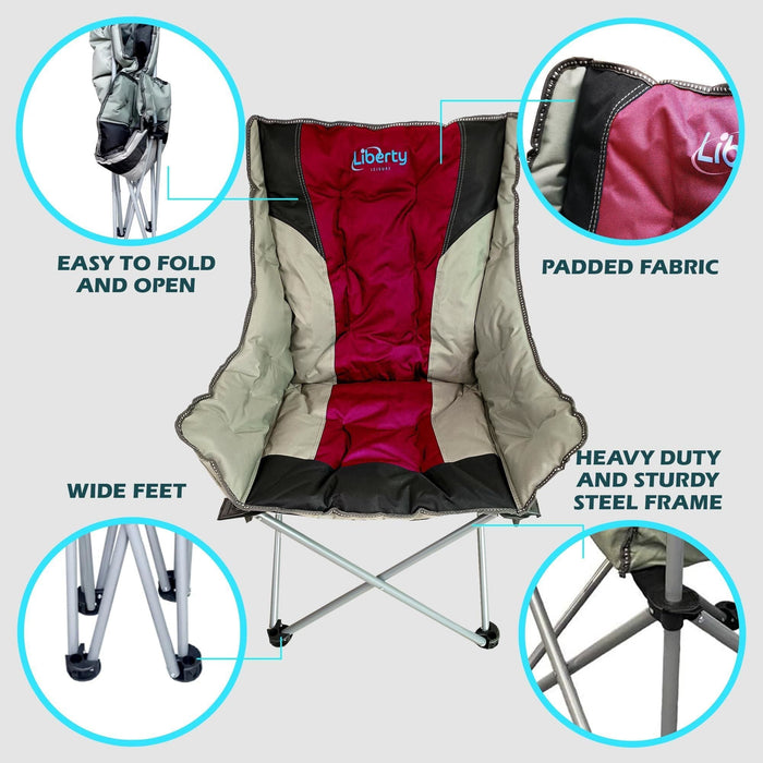 Liberty Magenta Comfort Camping Chair MDS1203 - Liberty Leisure UK - Van Life Living