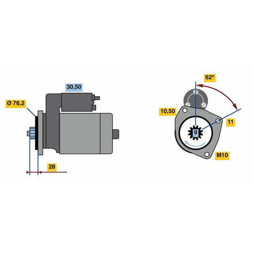 Bosch Starter Motor 12V 2.2kW 9 Teeth 0 986 024 050