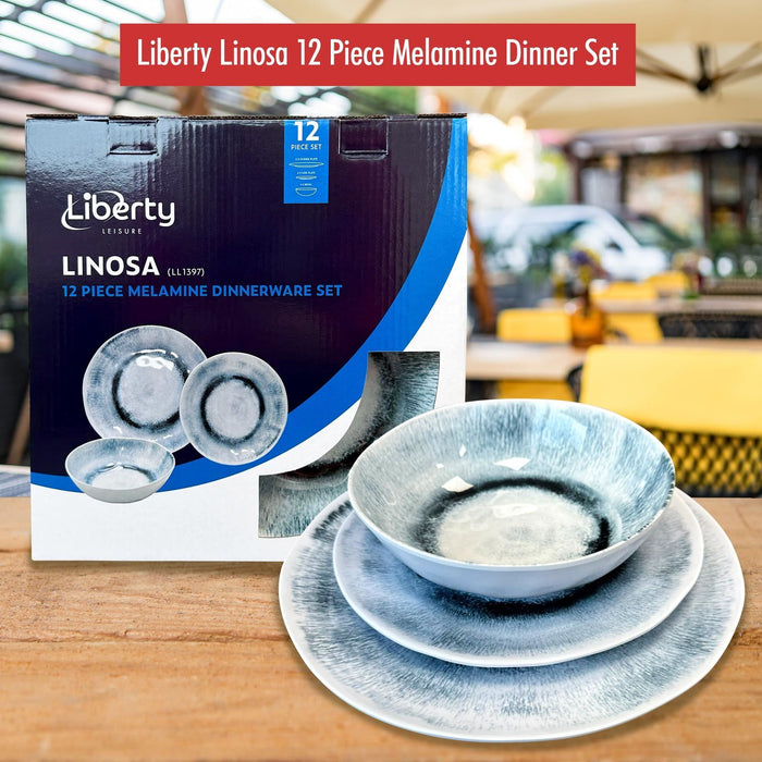 MDS1203 Liberty Linosa 12 Piece Melamine Dinner Set LL1397 - Liberty Leisure UK - Van Life Living