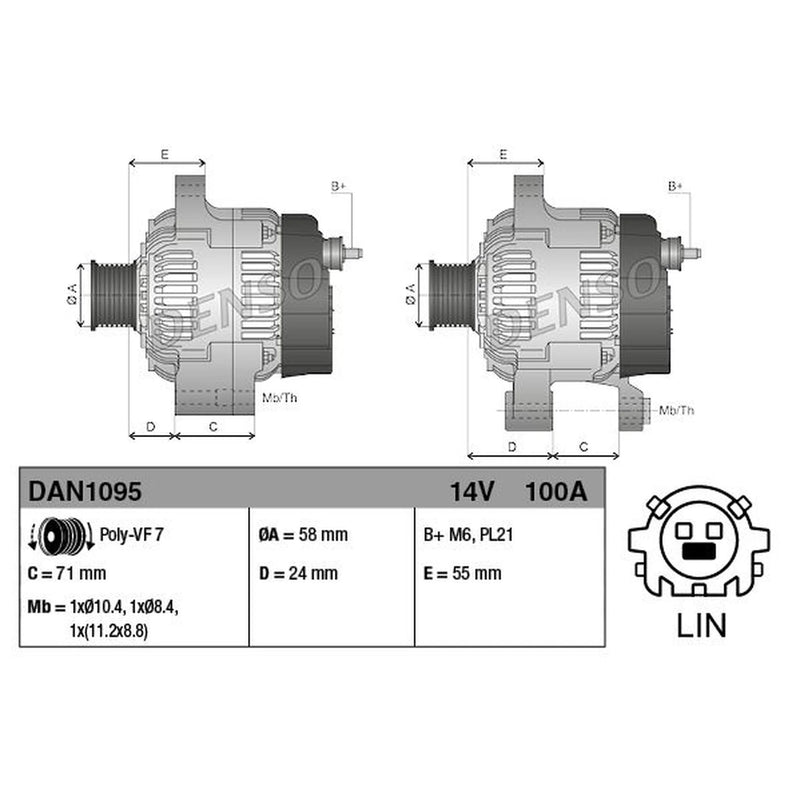 Denso Car Alternator 12V fits Toyota Auris 2012-2015 2.0