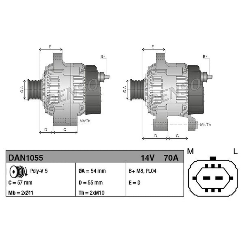 Denso Car Alternator 12V DAN1055