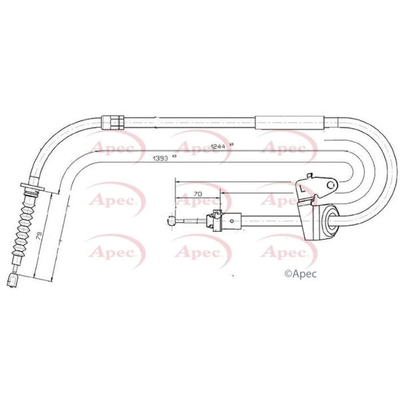 Apec Handbrake Cable Left Rear CAB1589