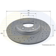 Comline 2 x Perforated/Vented Front Brake Discs ADC2816V-x2