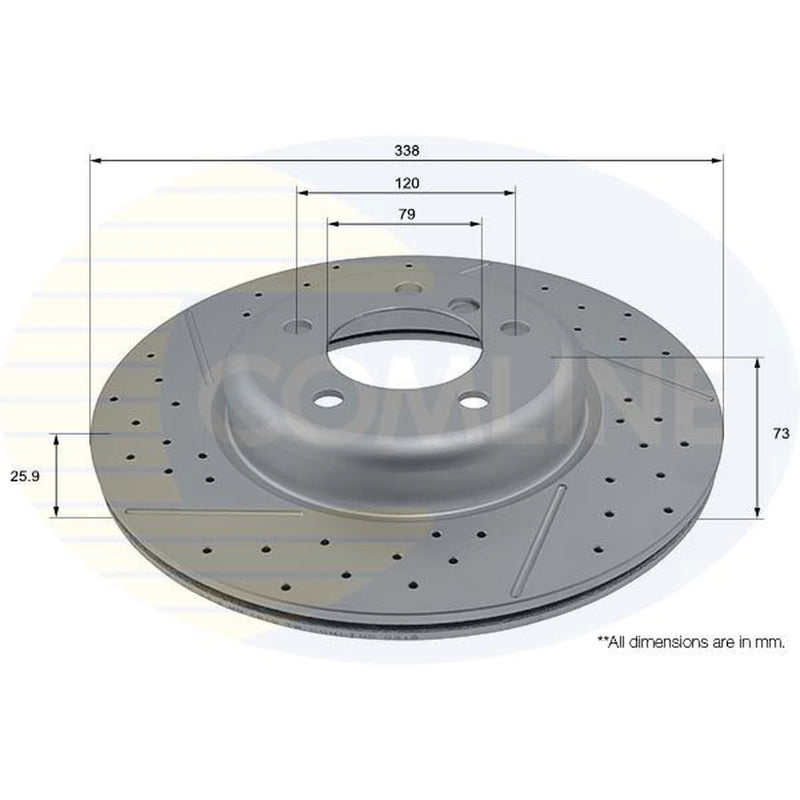 Comline 2 x Perforated/Vented Front Brake Discs ADC2816V-x2