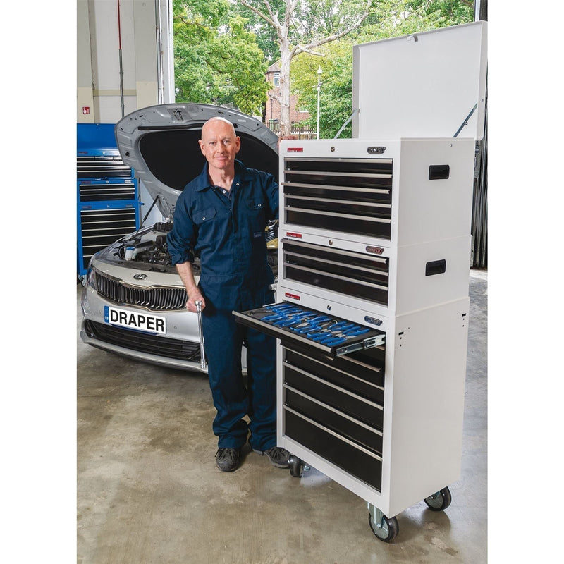 Draper Combined Roller Cabinet and Tool Chest, 15 Drawer, 26", White 04597 Draper  - Town Parts