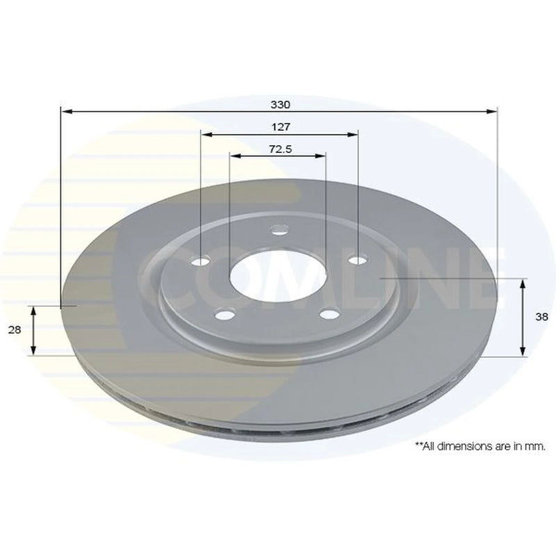 Comline 2 x Front Brake Discs ADC2822V-x2