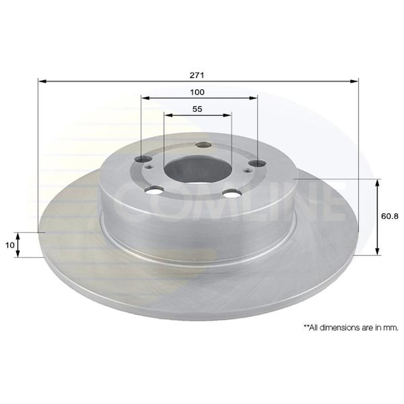 Comline 2 x Solid Rear Brake Discs ADC01108-x2
