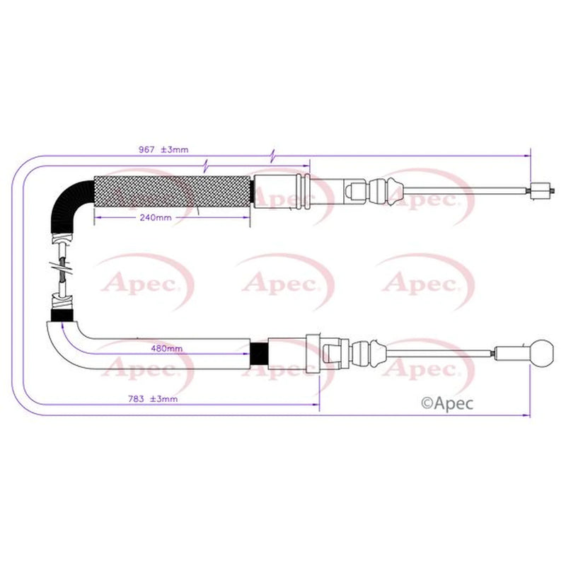 Apec Handbrake Cable Right Rear CAB1813