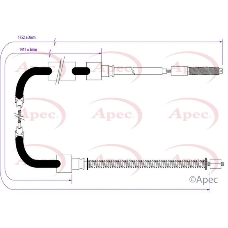 Apec Handbrake Cable Right Rear CAB1407