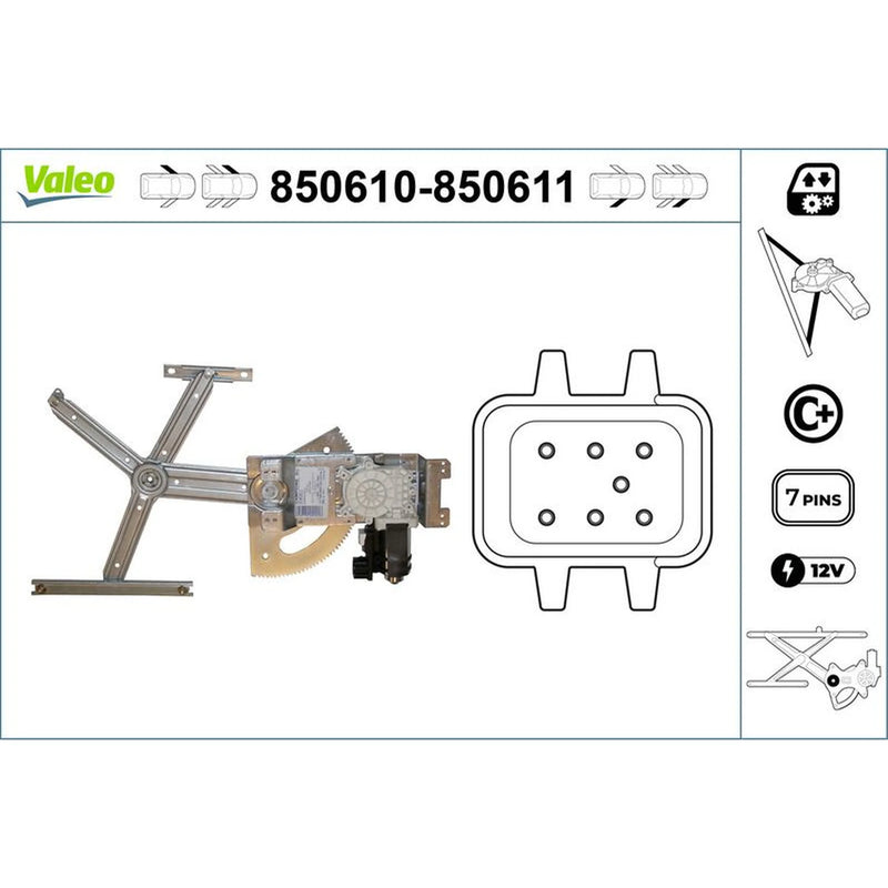 Valeo Electric Window Regulator Lifter Left Front 850610