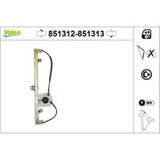 Valeo Electric Window Regulator Lifter Right Front 851313