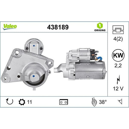 Valeo Starter Motor 12V 2.2kW 11 Teeth 438189