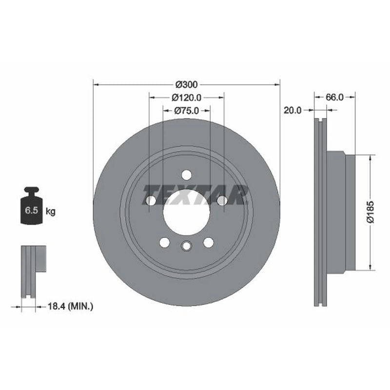 Textar 2 x Vented Rear Brake Discs 92239703-x2