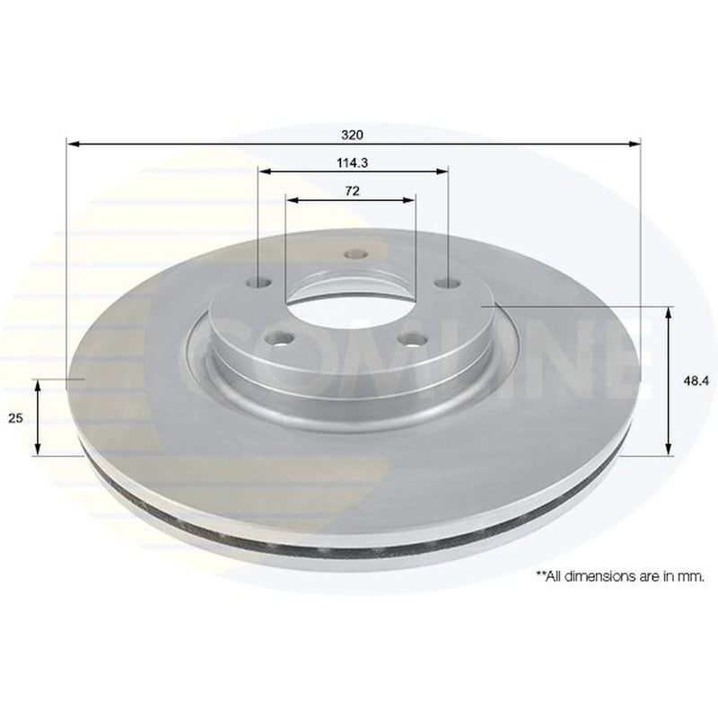 Comline 2 x Vented Front Brake Discs ADC0470V