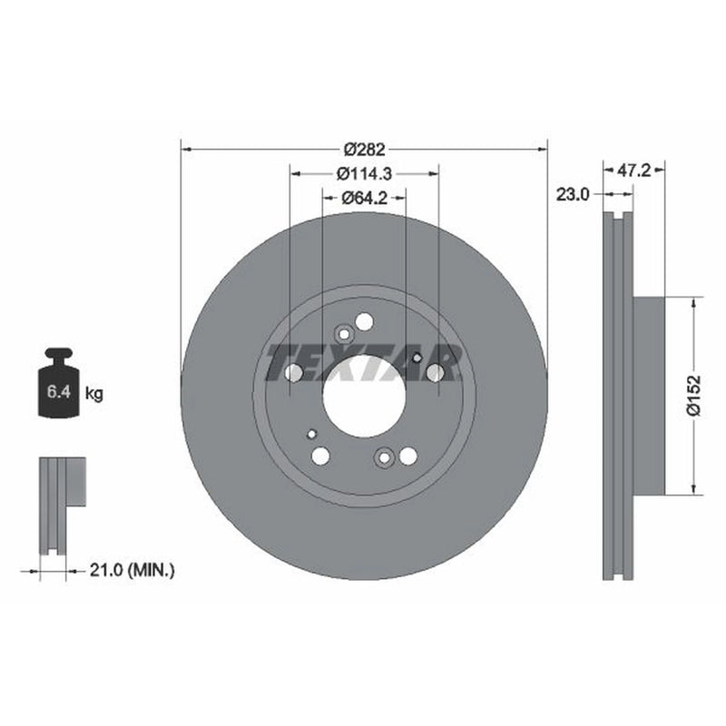Textar 2 x Vented Front Brake Discs 92144403-x2