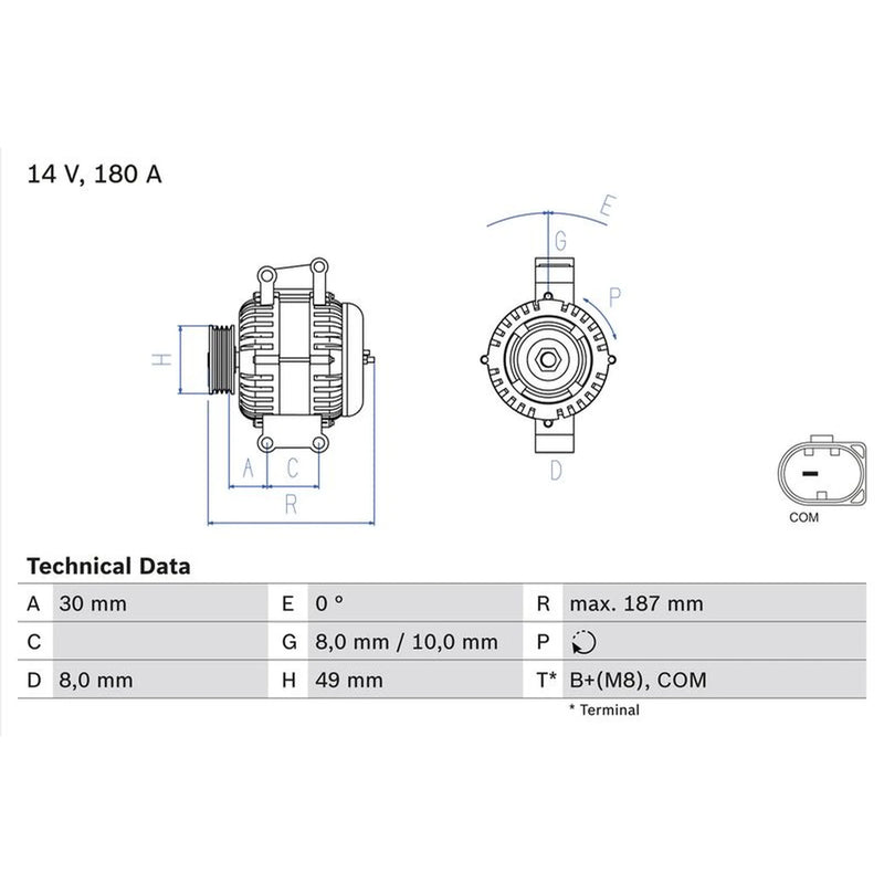 Bosch Car Alternator 12V 0 986 048 820