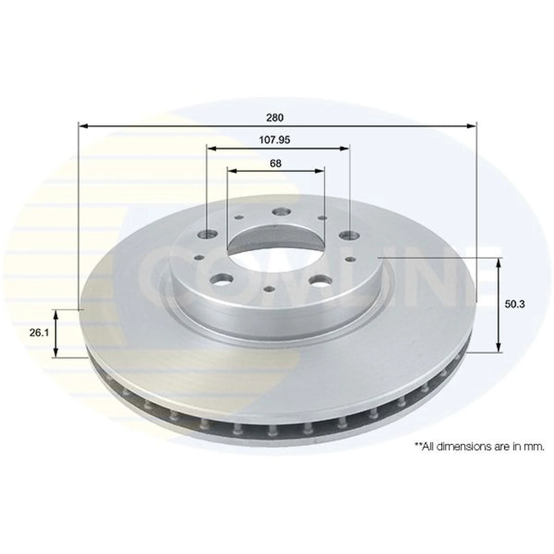 Comline 2 x Vented Front Brake Discs ADC1904V-x2