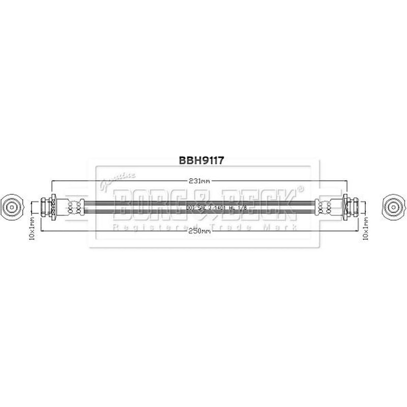 Borg & Beck Brake Hydraulic Hose Line outer BBH9117