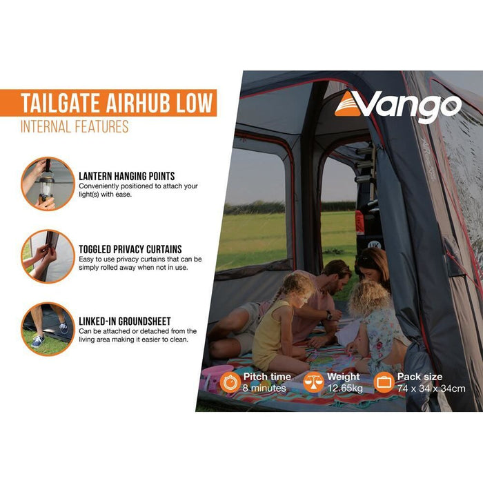 Vango Tailgate AirHub Low Drive Away Awning (180 - 210cm) Campervan - Vango - Van Life Living