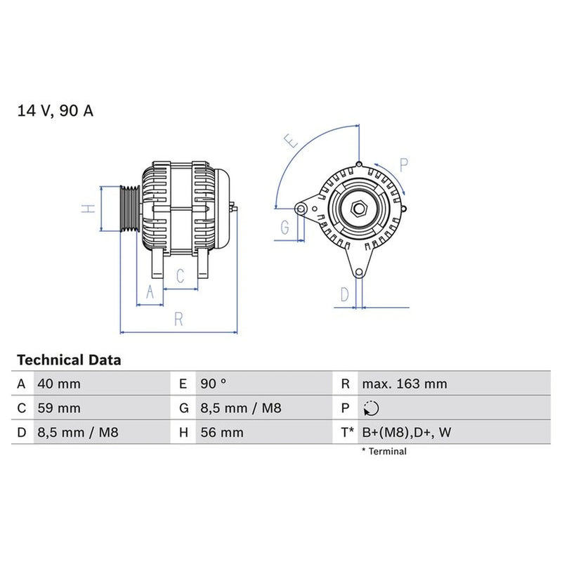 Bosch Car Alternator 12V 0 986 040 940