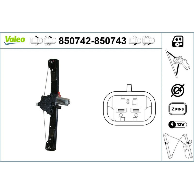 Valeo Electric Window Regulator Lifter Left Front 850742