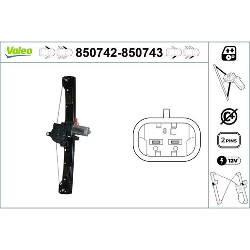 Valeo Electric Window Regulator Lifter Right Front 850743