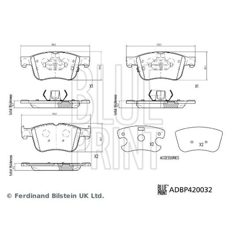 Blue Print Front Brake Pad Set ADBP420032