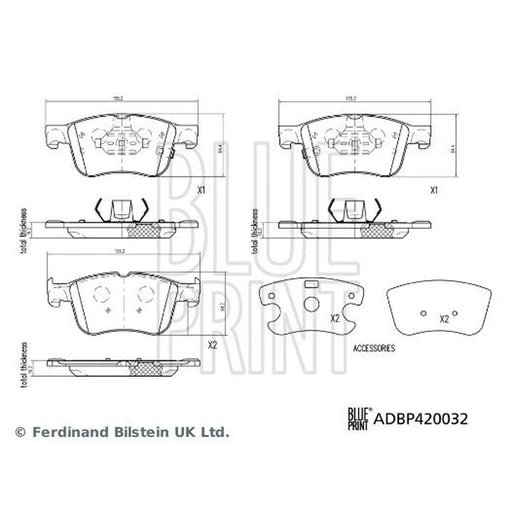 Blue Print Front Brake Pad Set ADBP420032