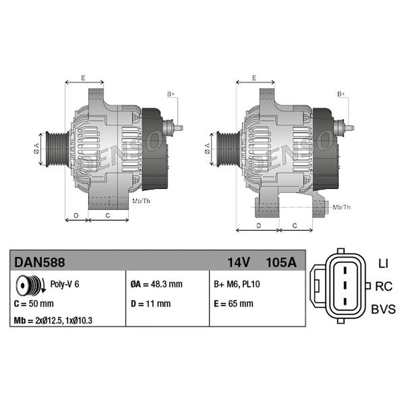 Denso Car Alternator 12V DAN588