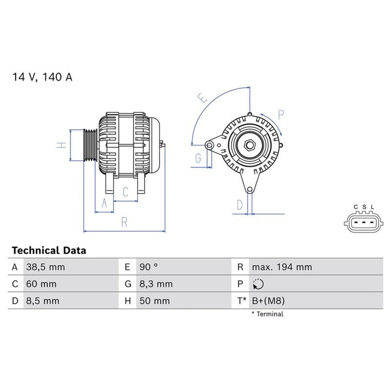 Bosch Car Alternator 12V 0 986 086 840