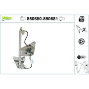 Valeo Electric Window Regulator Lifter Right Rear 850681