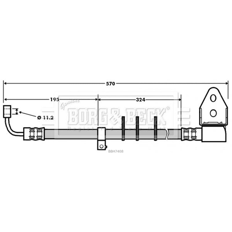 Borg & Beck Brake Hydraulic Hose Line Rear Right BBH7408