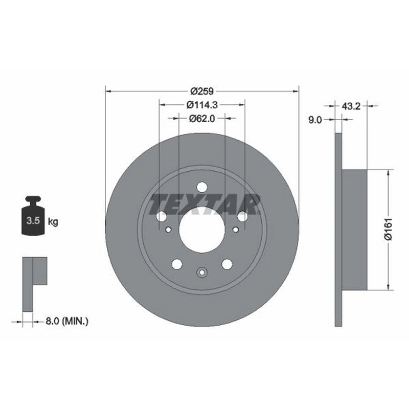 Textar 2 x Solid Rear Brake Discs 92268403-x2