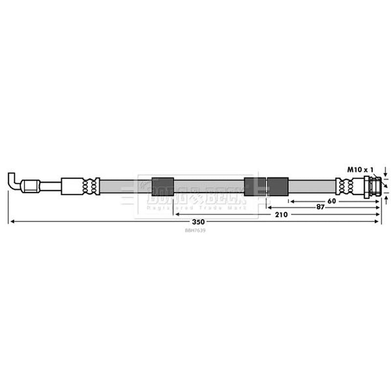 Borg & Beck Brake Hydraulic Hose Line Rear Right BBH7639