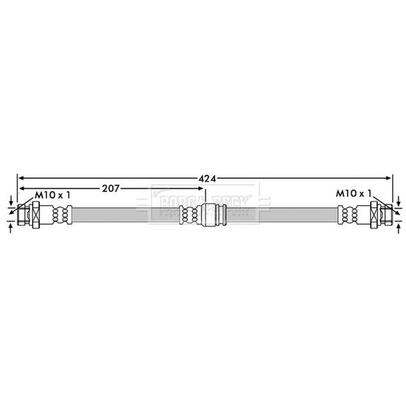 Borg & Beck Brake Hydraulic Hose Line Front Right BBH7104